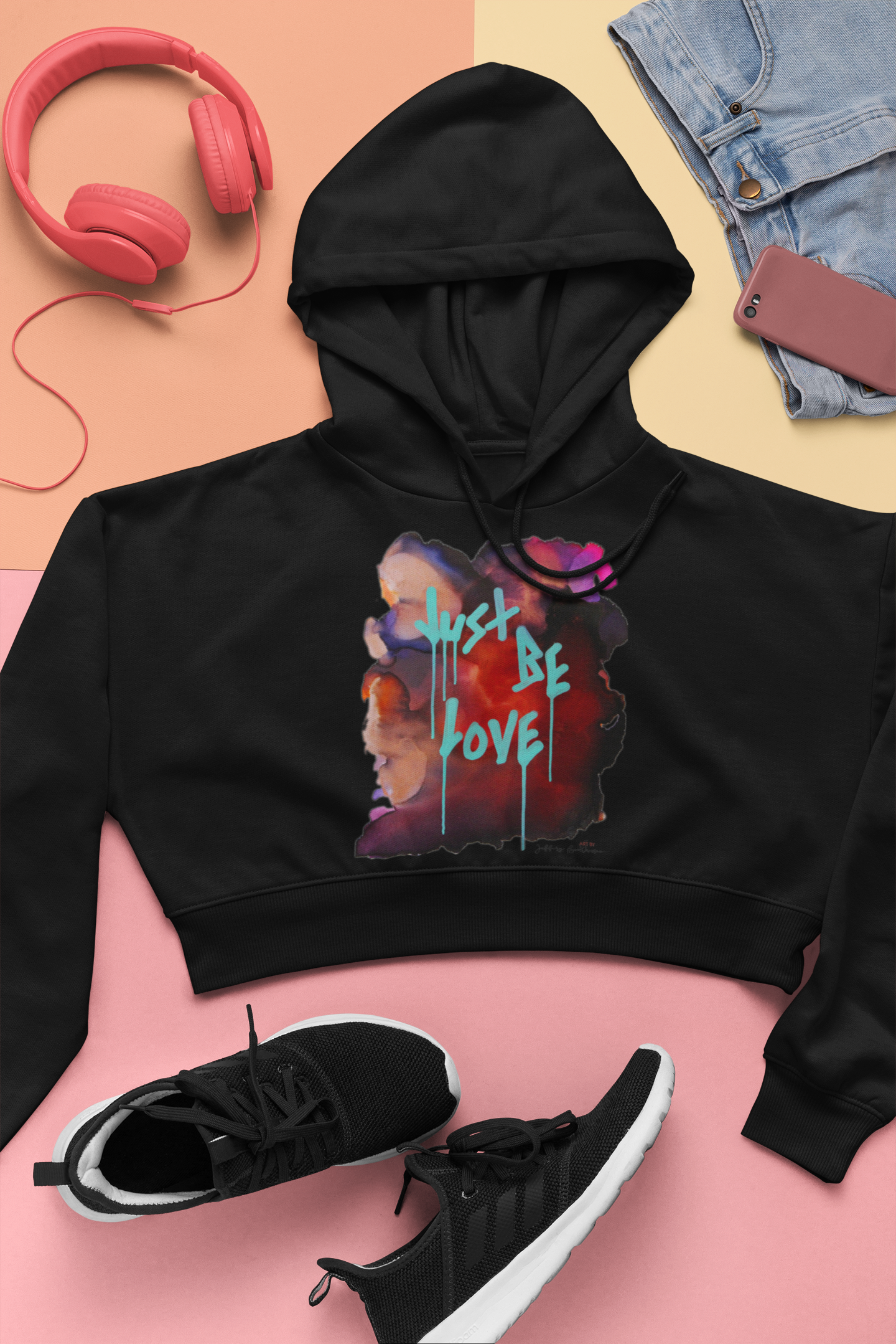 Just Be Love Croop Hoodie (2024) – Art By Jeff Beckham