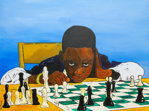 Chess art | Abstract acrylic painting | Framed wall art | https://artbyjeffbeckham.com